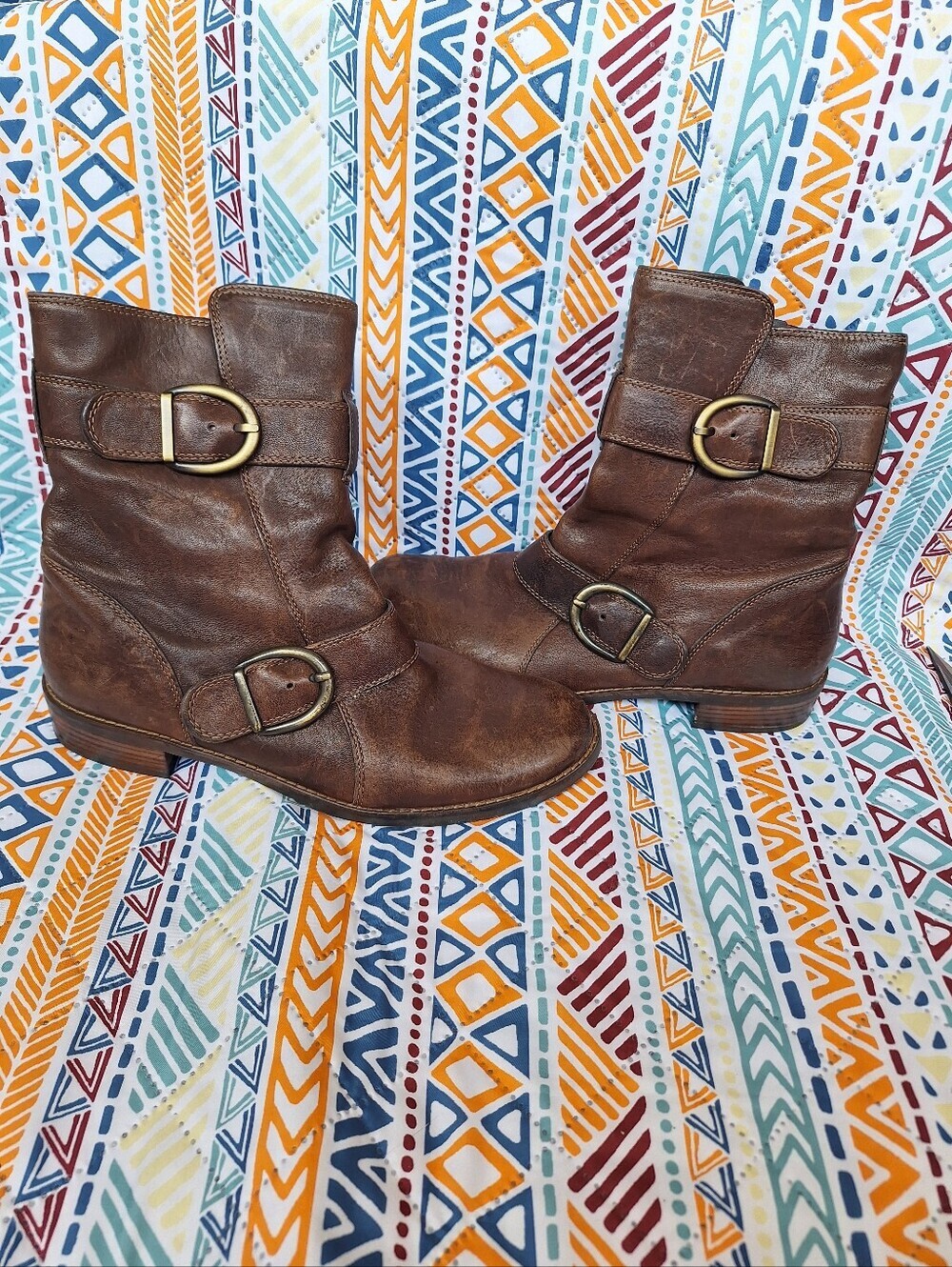 Paul Green München Leather Moto Biker Boots Sz 9 / 39.5